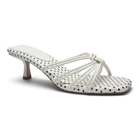 POLKA DOT KNOTTED STRAPPY KITTEN HEEL SANDALS