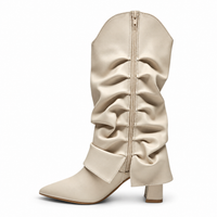 WESTERN FOLD OVER POINTED TOE BLOCK HEEL BOOTS