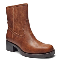 WESTERN STITCH SQUARE TOE BLOCK HEEL ANKLE BOOTIES