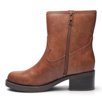 WESTERN STITCH SQUARE TOE BLOCK HEEL ANKLE BOOTIES