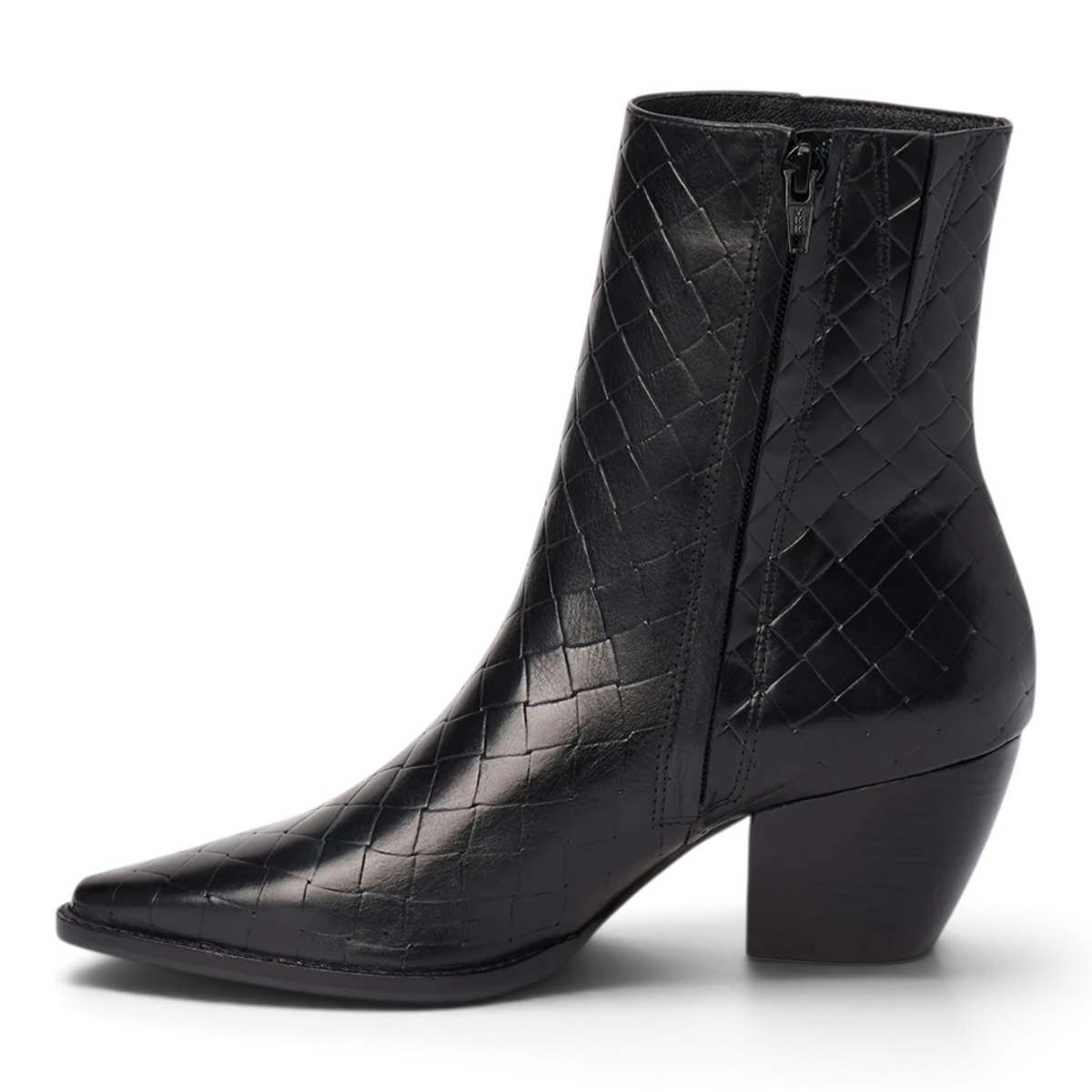 CATY LEATHER POINTED TOE WESTERN ANKLE BOOTIES