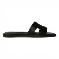 KNIT H BAND FLAT SLIDE SANDALS