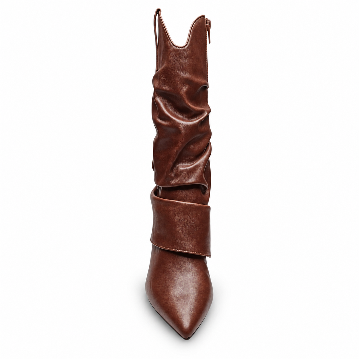 WESTERN FOLD OVER POINTED TOE BLOCK HEEL BOOTS