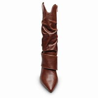 WESTERN FOLD OVER POINTED TOE BLOCK HEEL BOOTS