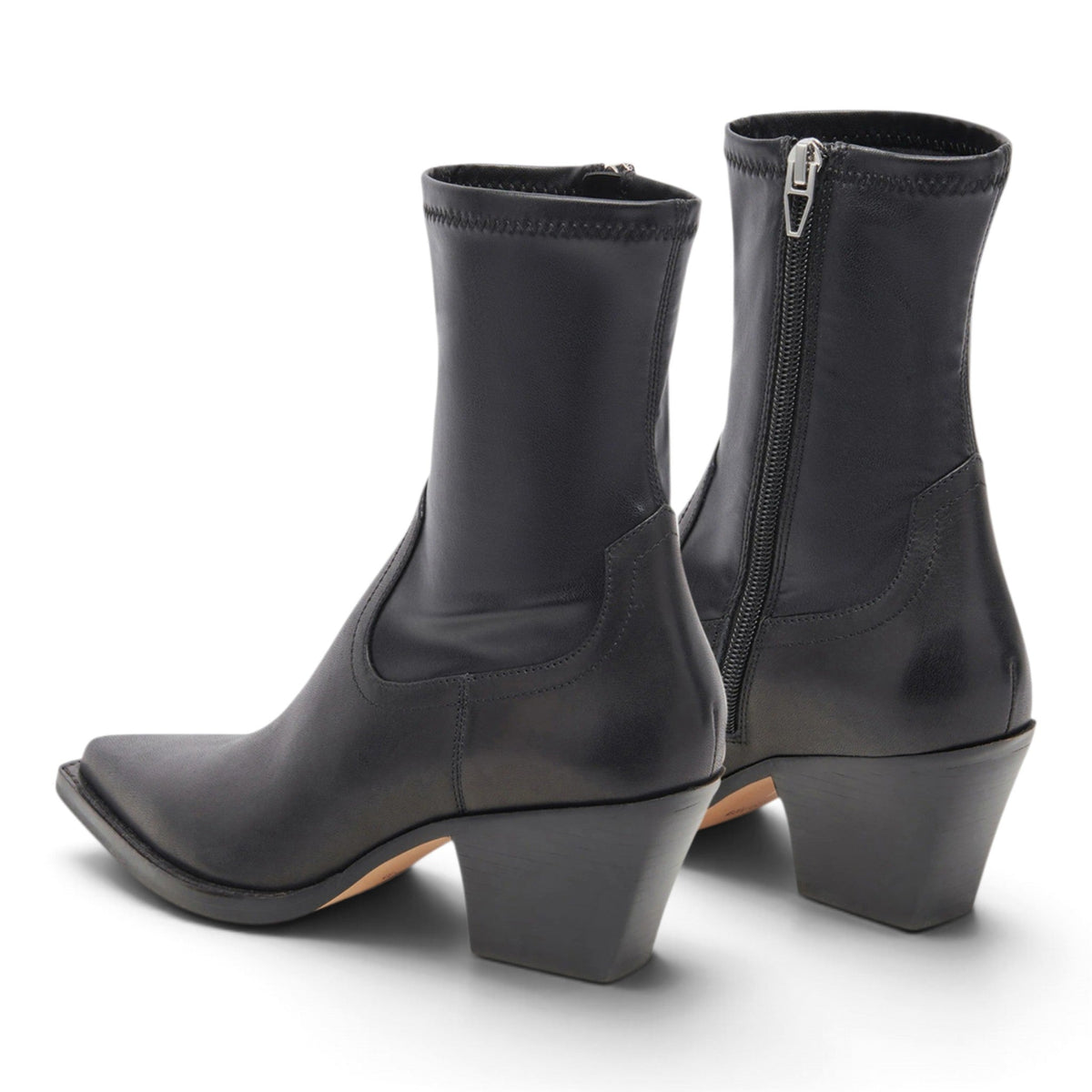 DOLCE VITA RUTGER POINTED TOE BLOCK HEEL LEATHER BOOTS