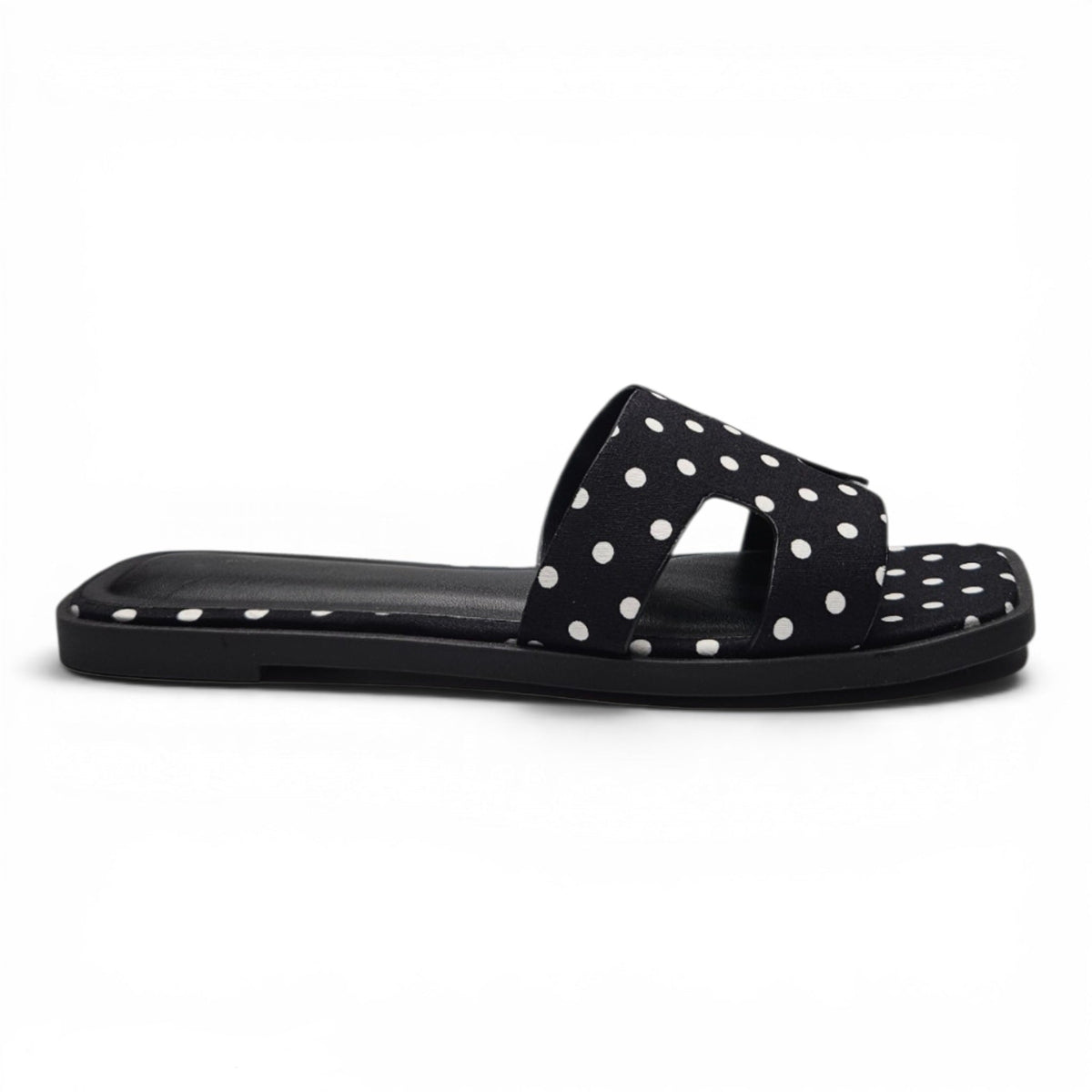 KNIT H BAND FLAT SLIDE SANDALS