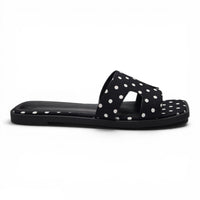 KNIT H BAND FLAT SLIDE SANDALS