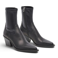 DOLCE VITA RUTGER POINTED TOE BLOCK HEEL LEATHER BOOTS