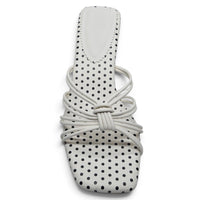 POLKA DOT KNOTTED STRAPPY KITTEN HEEL SANDALS