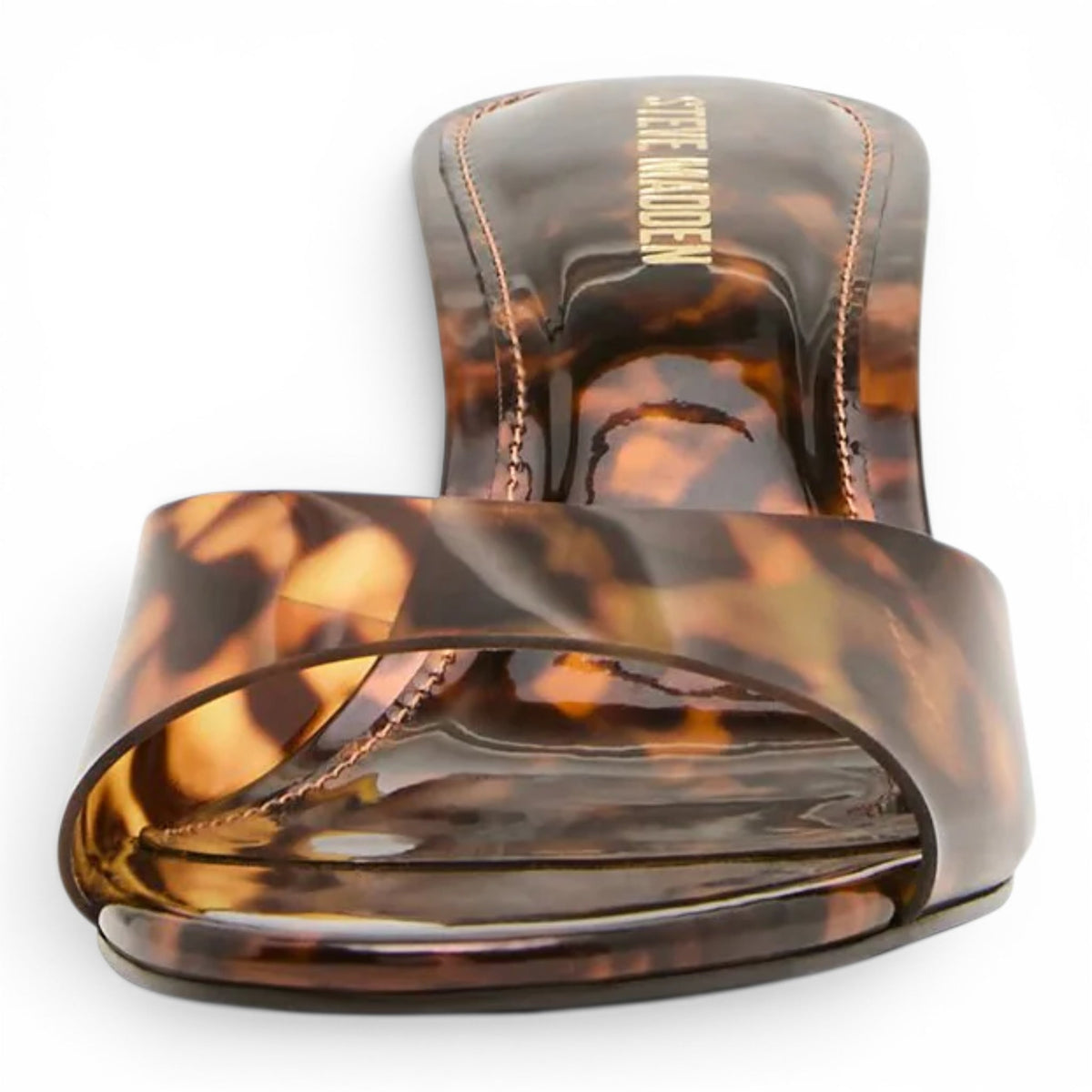 STEVE MADDEN KENDRIX TORTOISE PRINT SLIDE HEELS