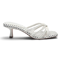 POLKA DOT KNOTTED STRAPPY KITTEN HEEL SANDALS