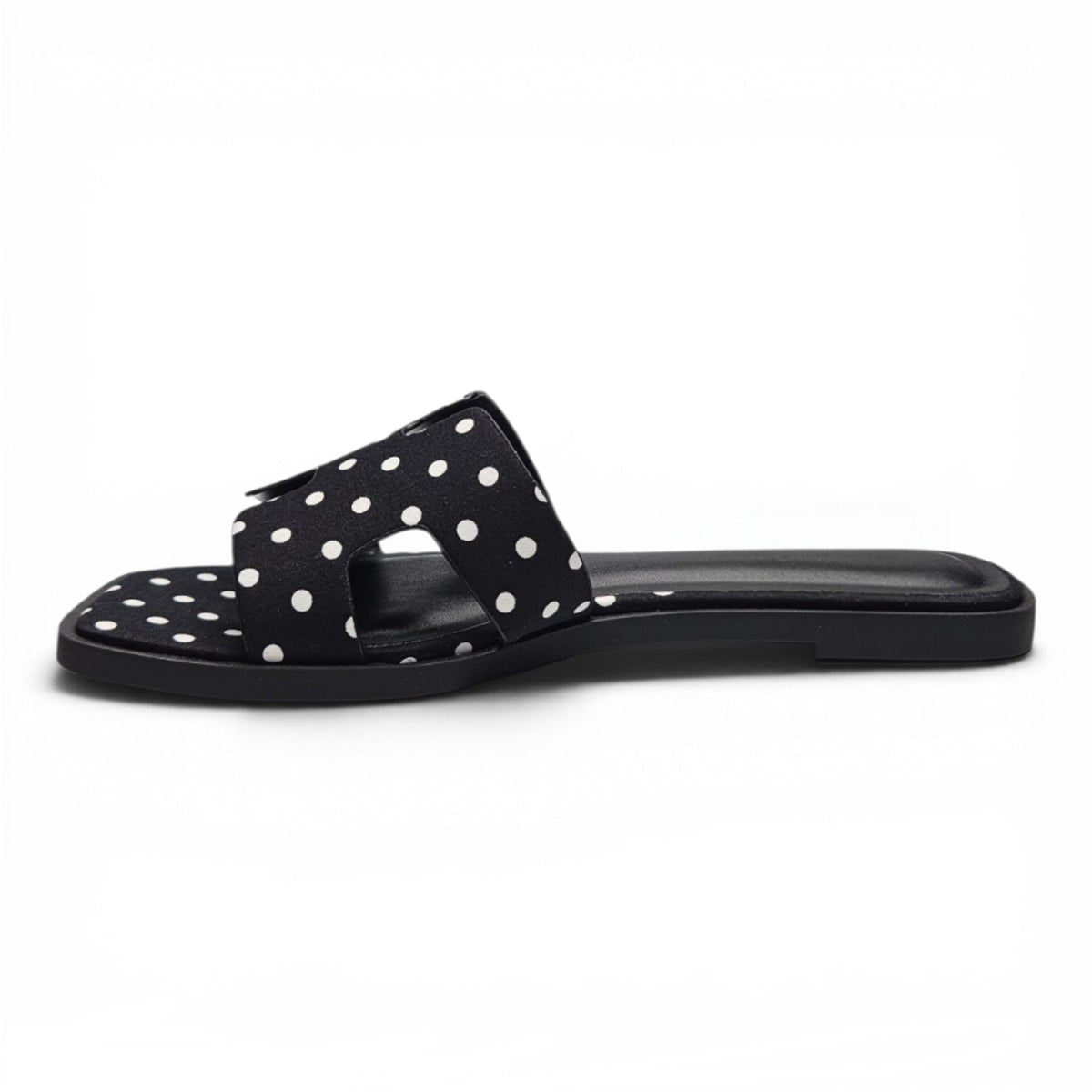KNIT H BAND FLAT SLIDE SANDALS