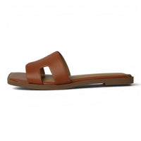 KNIT H BAND FLAT SLIDE SANDALS