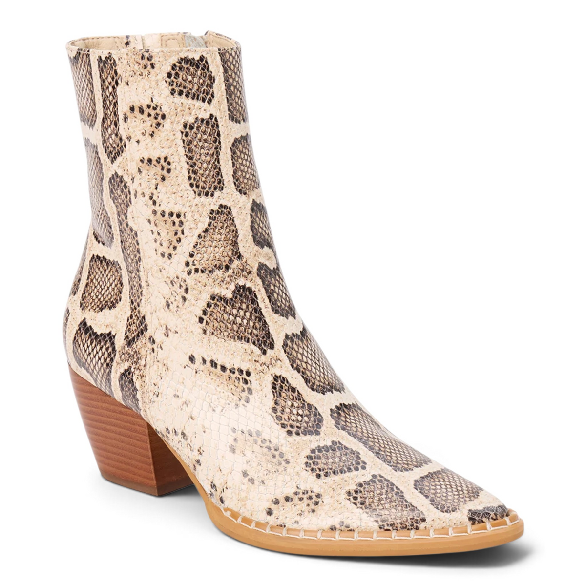 CATY LEATHER POINTED TOE WESTERN ANKLE BOOTIES
