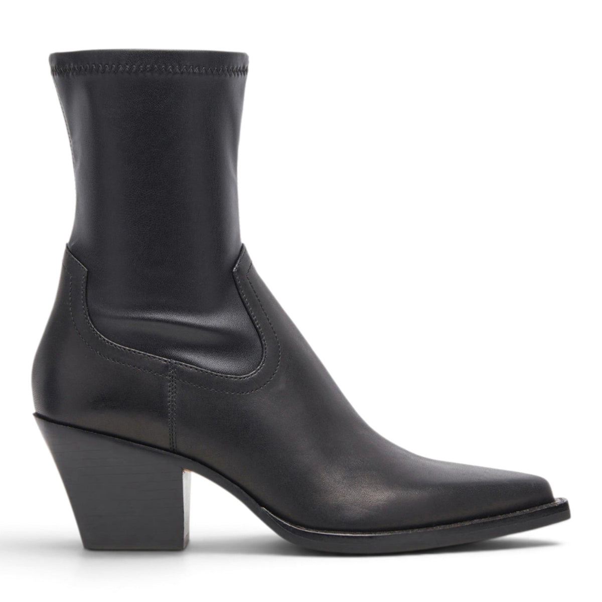 DOLCE VITA RUTGER POINTED TOE BLOCK HEEL LEATHER BOOTS