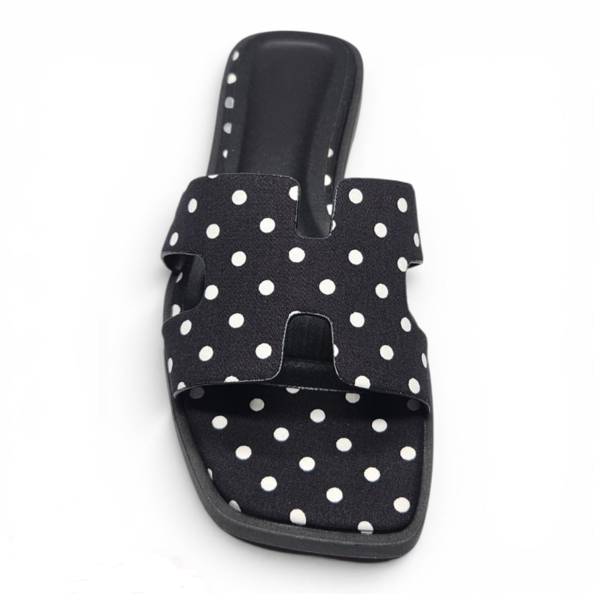 KNIT H BAND FLAT SLIDE SANDALS