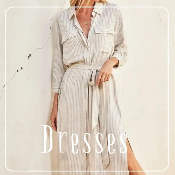 Striped linen shirt dress.