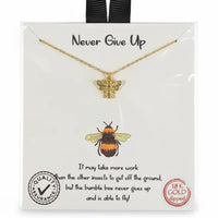 18k gold-dipped bumblebee spirit necklace with intricate details and vibrant colors