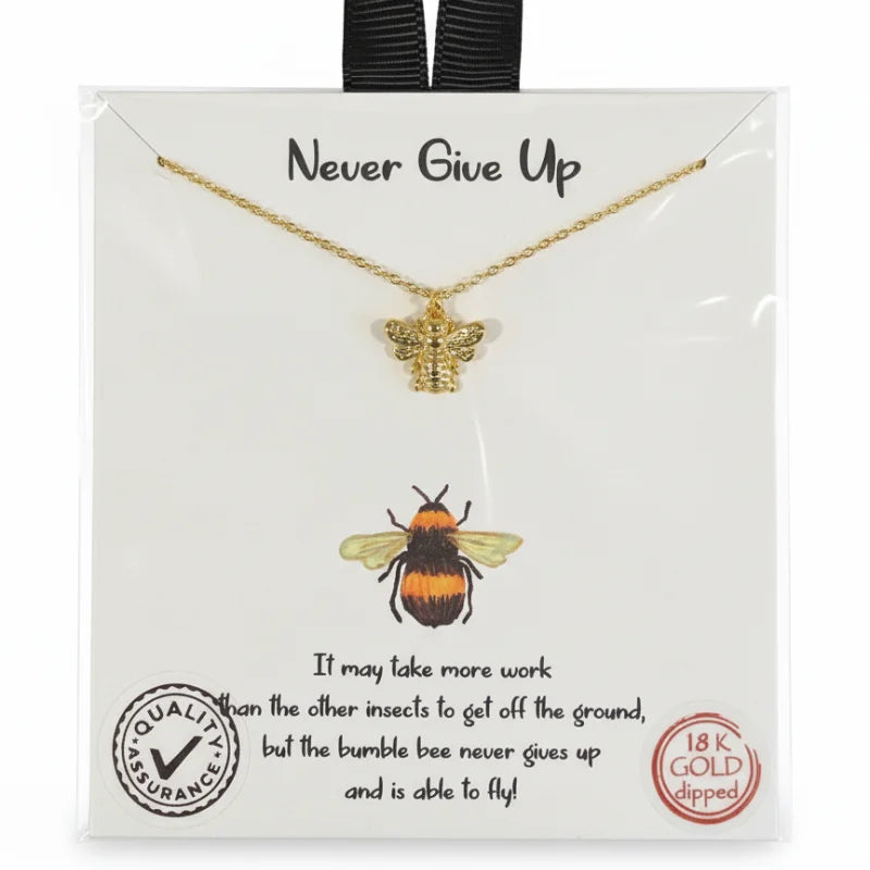 18k gold-dipped bumblebee spirit necklace with intricate details and vibrant colors