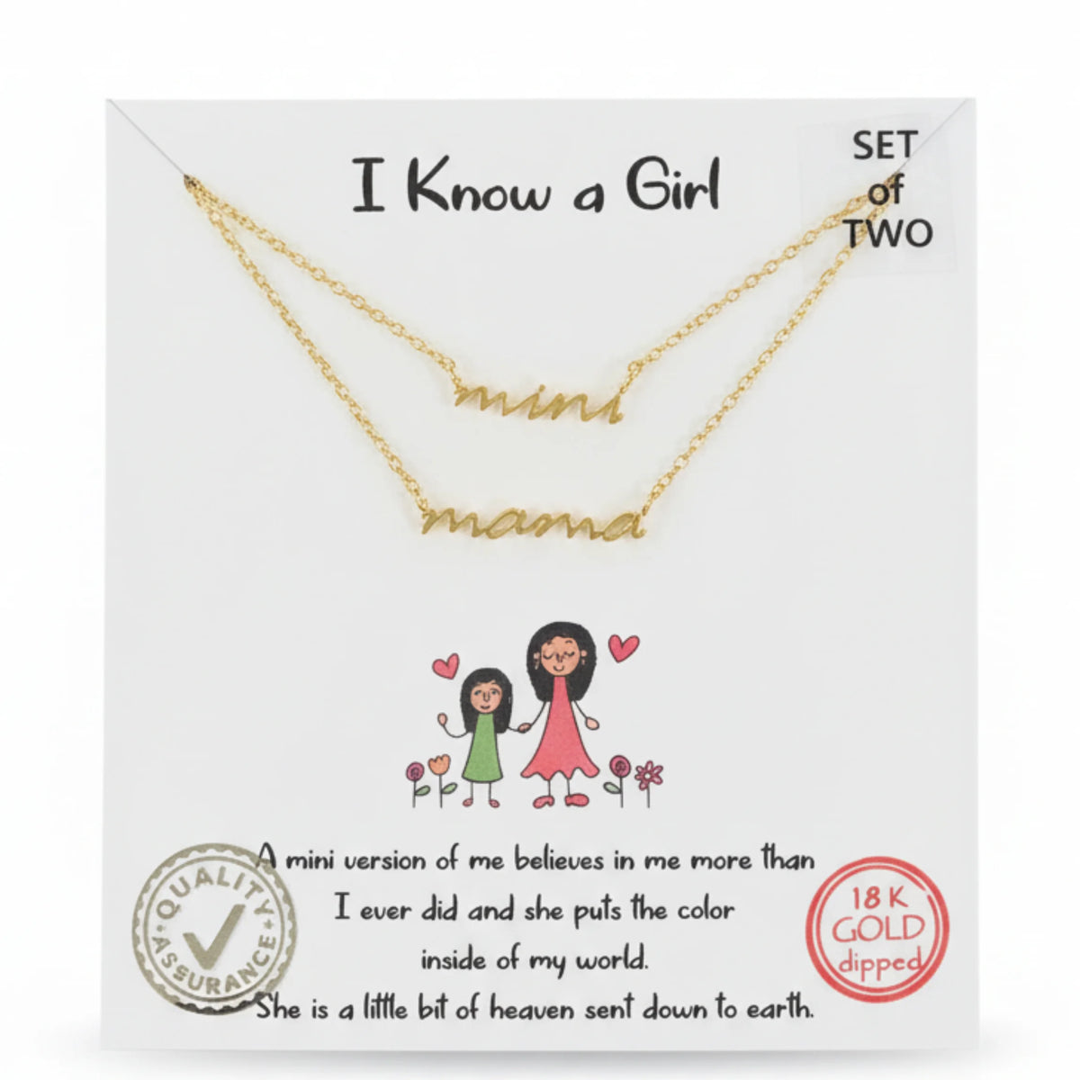 18k gold dipped mini gold dipped Mama necklace set for elegant everyday wear