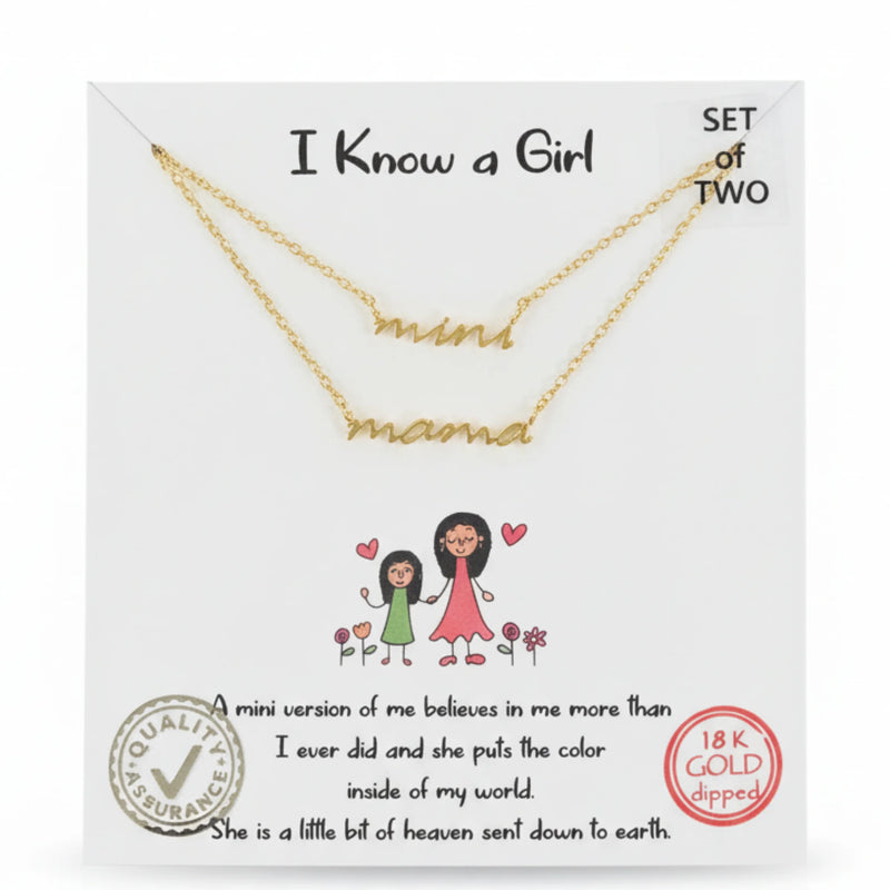18k gold dipped mini gold dipped Mama necklace set for elegant everyday wear