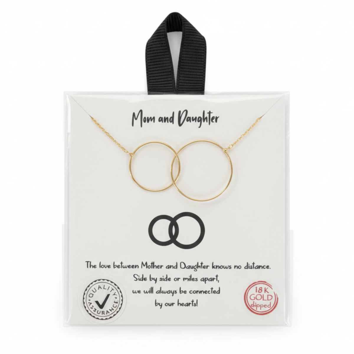 18k gold-plated bohemian mom daughter necklace set with interlocking rings for mother and daughter