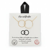 18k gold-plated bohemian mom daughter necklace set with interlocking rings for mother and daughter