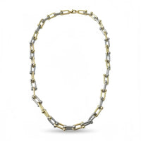 Bohemian mixed link necklace in 18k gold and silver
