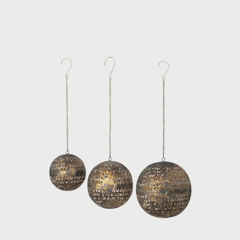3-Pack Closure Metal Opening Ball Ornaments in Silver with Cut-Out Designs