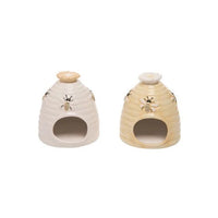 Beehive sponge holder featuring ceramic pet houses with bee motifs by Daisy Lane Life