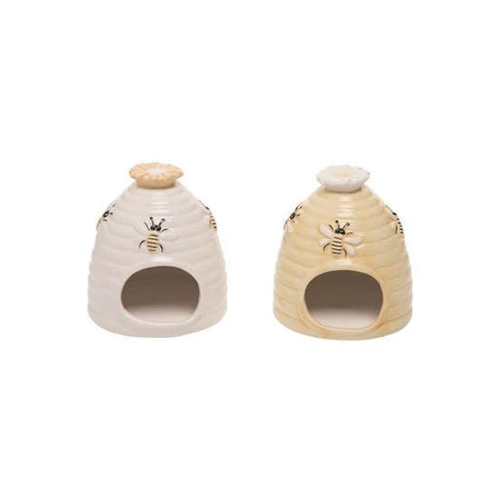 Beehive sponge holder featuring ceramic pet houses with bee motifs by Daisy Lane Life