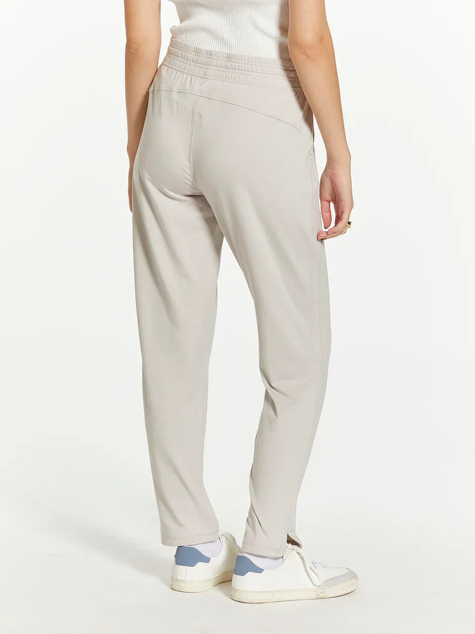 Beige cotton blend Thread and Supply Harla pants with elastic waist and pockets