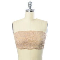 Beige LACE BOHO BANDEAU dress with gold lace overlay, ideal for Daisy Lane aesthetic