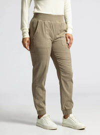 Beige Utility Pocket Linwood Joggers featuring elastic cuffs and side pockets