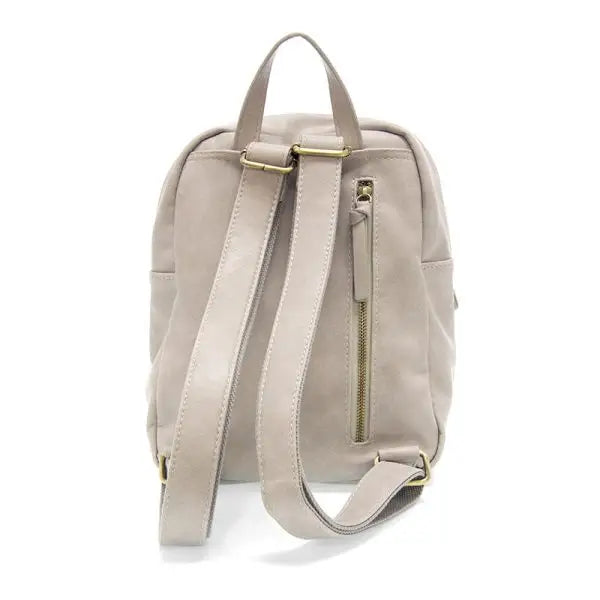 Beige leather FRANKIE SOFT LEATHER BACKPACK with logo zip pulls for stylish functionality