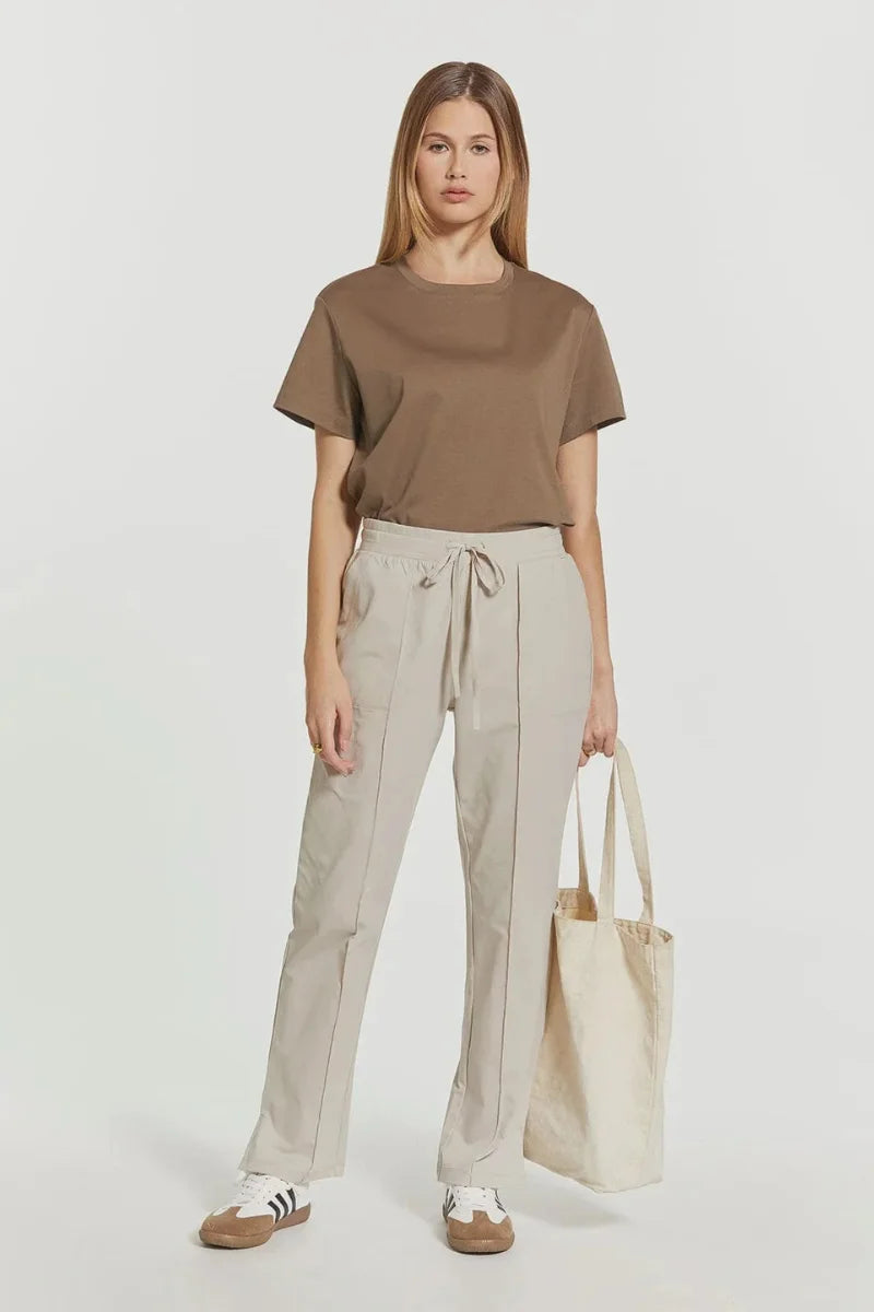 Beige linen Thread and Supply Paige Pants with drawstring waist and pockets