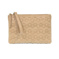 Beige woven leather clutch for versatile fashion from Quinn Woven Convertible Crossbody Clutch
