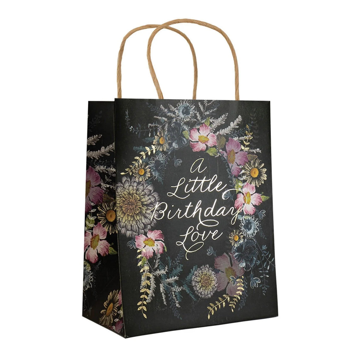 Black floral gift bag for A Little Birthday Love Gift Bag by Daisy Lane