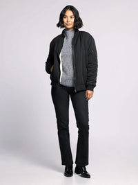 Thread and Supply Tilly Jacket: Black Bomber with White Stripe and Zipper