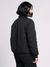 Thread and Supply Tilly Jacket: Black Quilted Bomber with Zipper