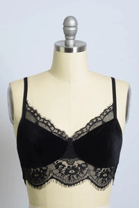 Black lace boho half cami displayed elegantly in the VELVET AND LACE collection