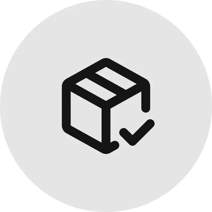 Minimalist black cube with checkmark and free unlimited return policy