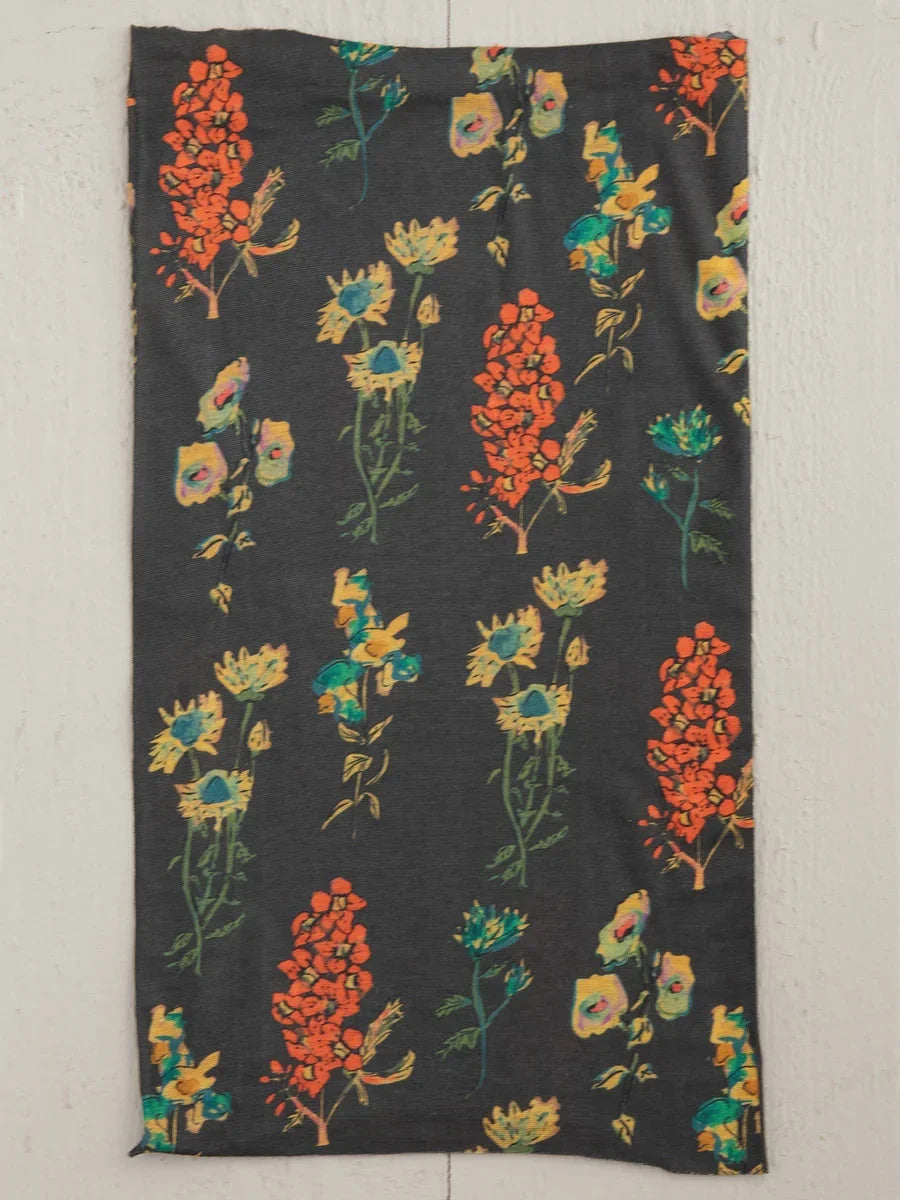 Black floral print scarf on wall for FULL BOHO BANDEAU HEADBAND - CHARCOAL FLORAL