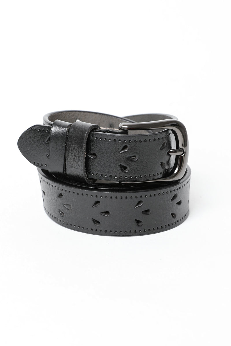 Petal Punch Out Leather Belt - Scarves Belts & Hats