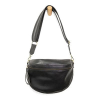 Black leather fanny pack with adjustable strap from Laura Contrast Strap Sling Belt Bag