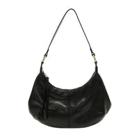 Giselle Mini Hobo black vegan leather shoulder bag with silver hardware