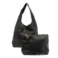 Black leather hobo bag and crossbody purse with brass plated hardware, NEVE PUZZLE HOBO