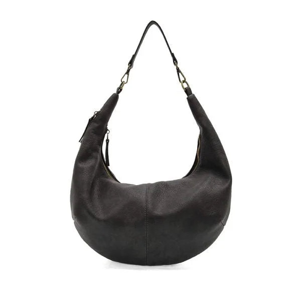 Rhea slouchy crescent shoulder crossbody bag in black vegan leather