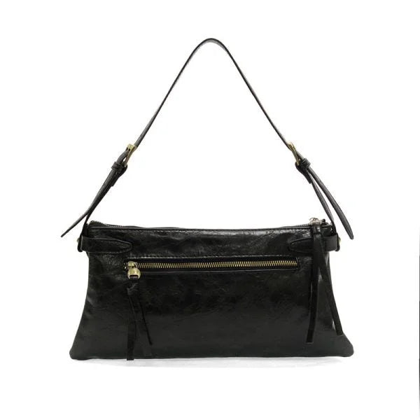 Eve Trapeze vegan leather shoulder bag with gold zip closure