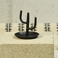 Black metal cactus ring holder designed for stylish jewelry display and organization